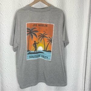 JOE MARLIN "South of Salty" Graphic T-Shirt - Grey, Size XL